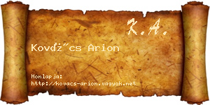 Kovács Arion névjegykártya