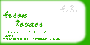 arion kovacs business card